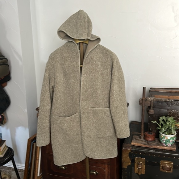 Joie Sweaters - JOIE Oversized Open Front Green Sherpa Cardigan Teddy Coat